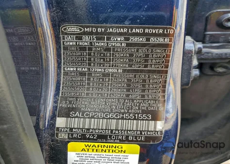 2016 Land Rover Discovery Sport Se z USA, uszkodzony, nr VIN SALCP2BG6GH551553